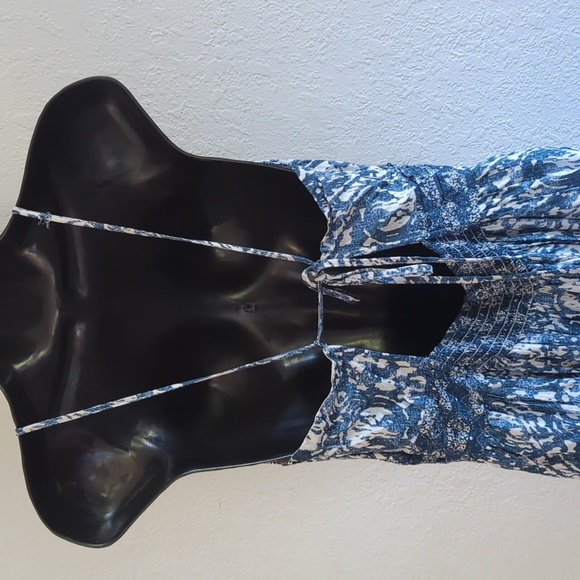 🍋✨ Abercrombie tiered blue tie back maxi dress size L - Picture 5 of 7